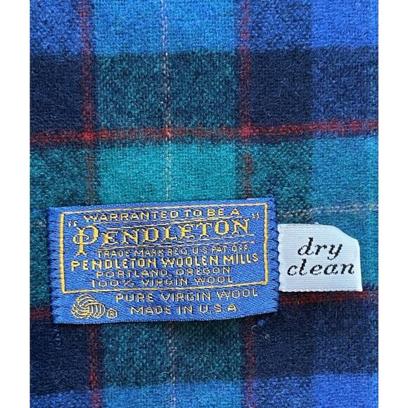 Vtg. PENDLETON 100% Pure Virgin Wool Plaid Blanket Scarf Preppy Heritage USA - Picture 2 of 6